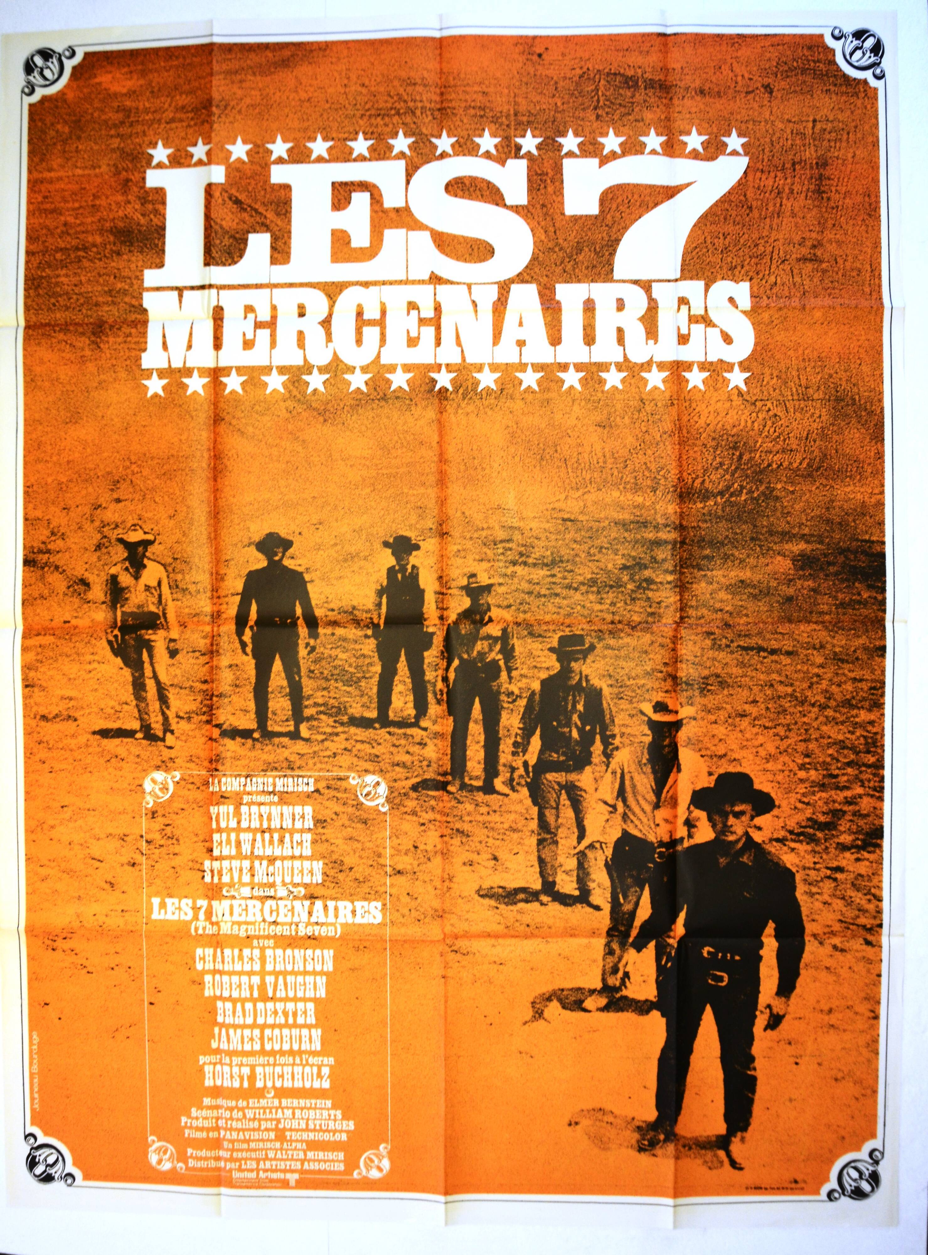 Original movie poster "The Seven Mercenaries"1961 McQueen,Brynner,Bronson...