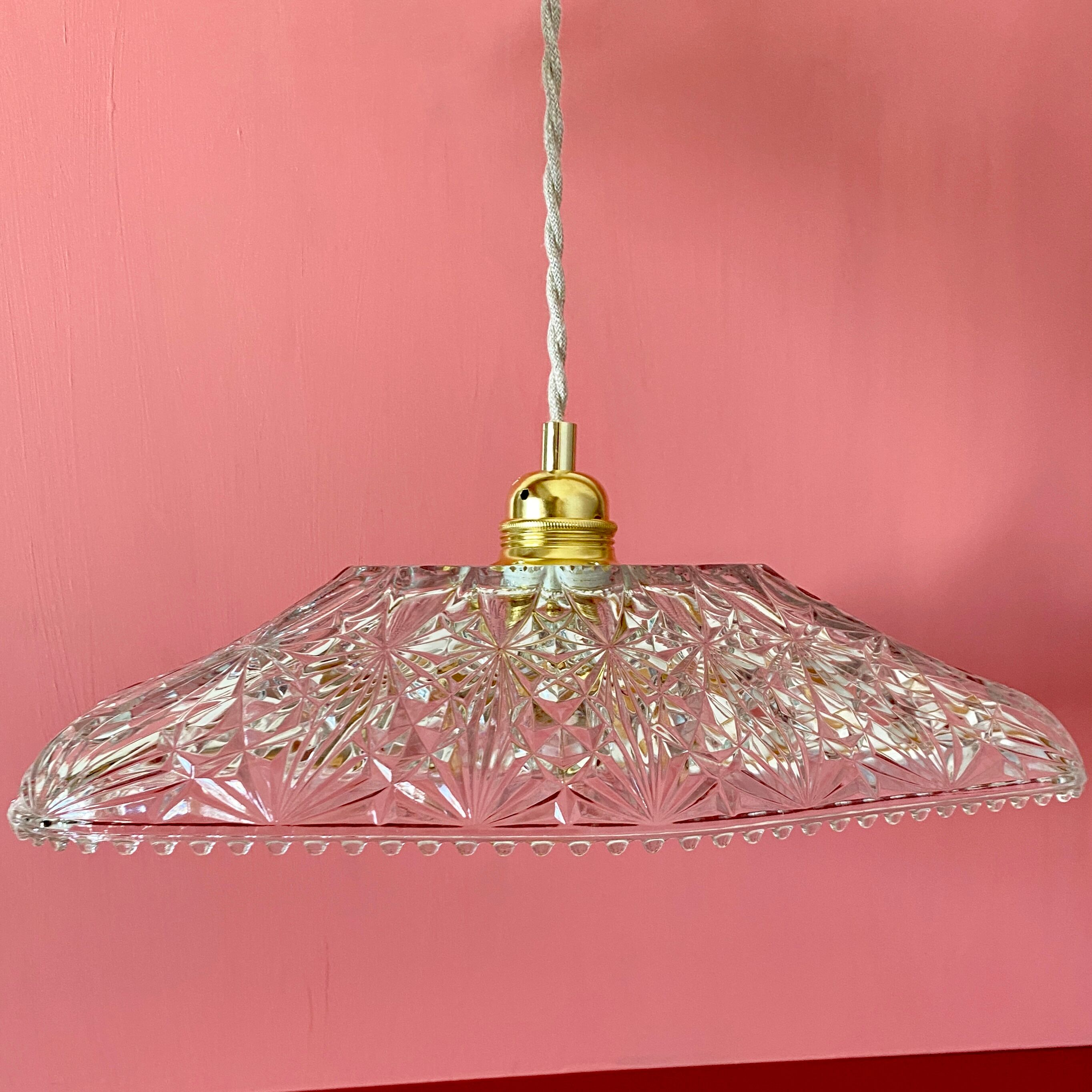 Vintage molded glass lampshade pendant lamp