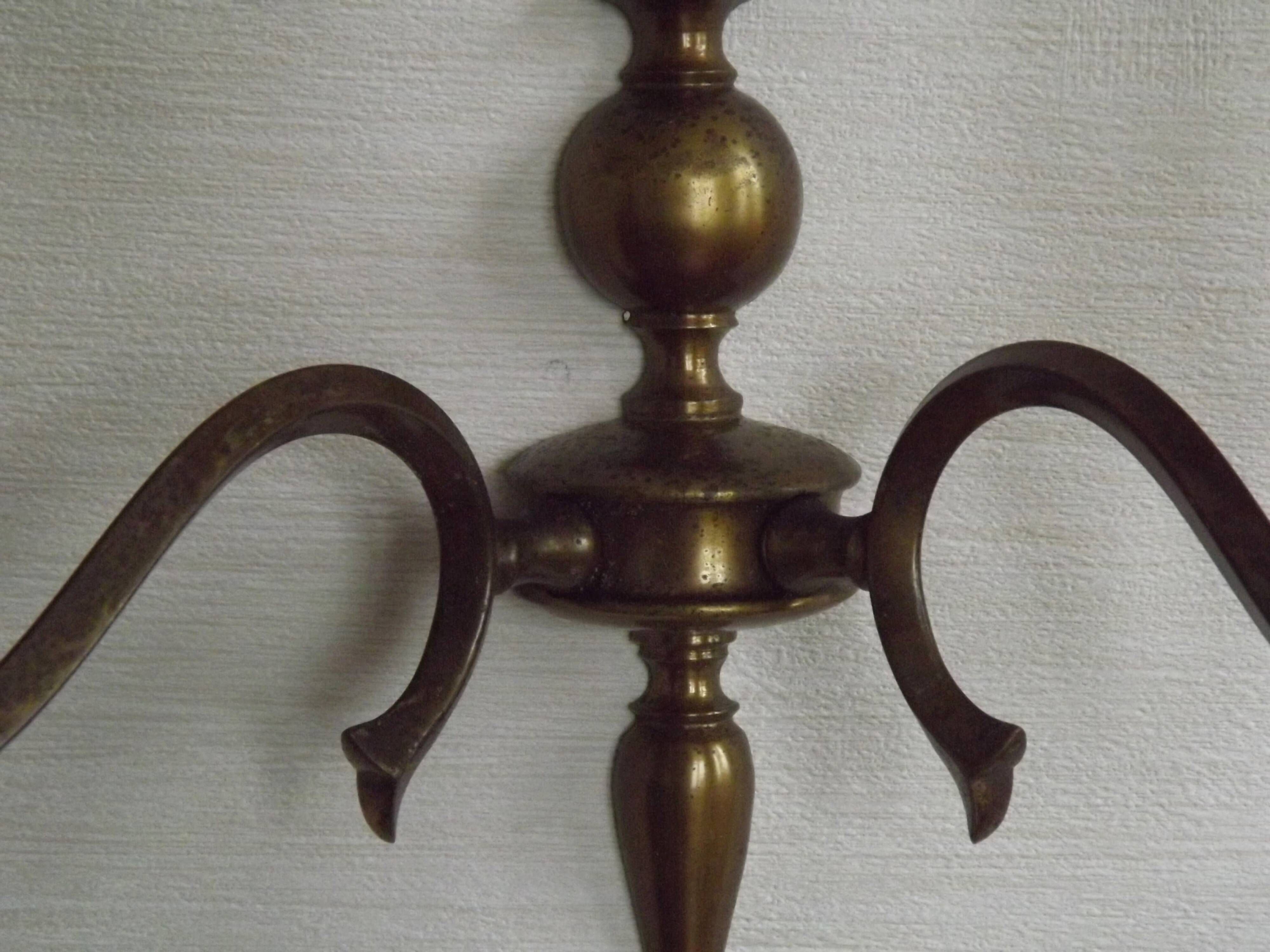 Pair of Double French Vintage Bronze Effect Metal Flemish Wall Lights