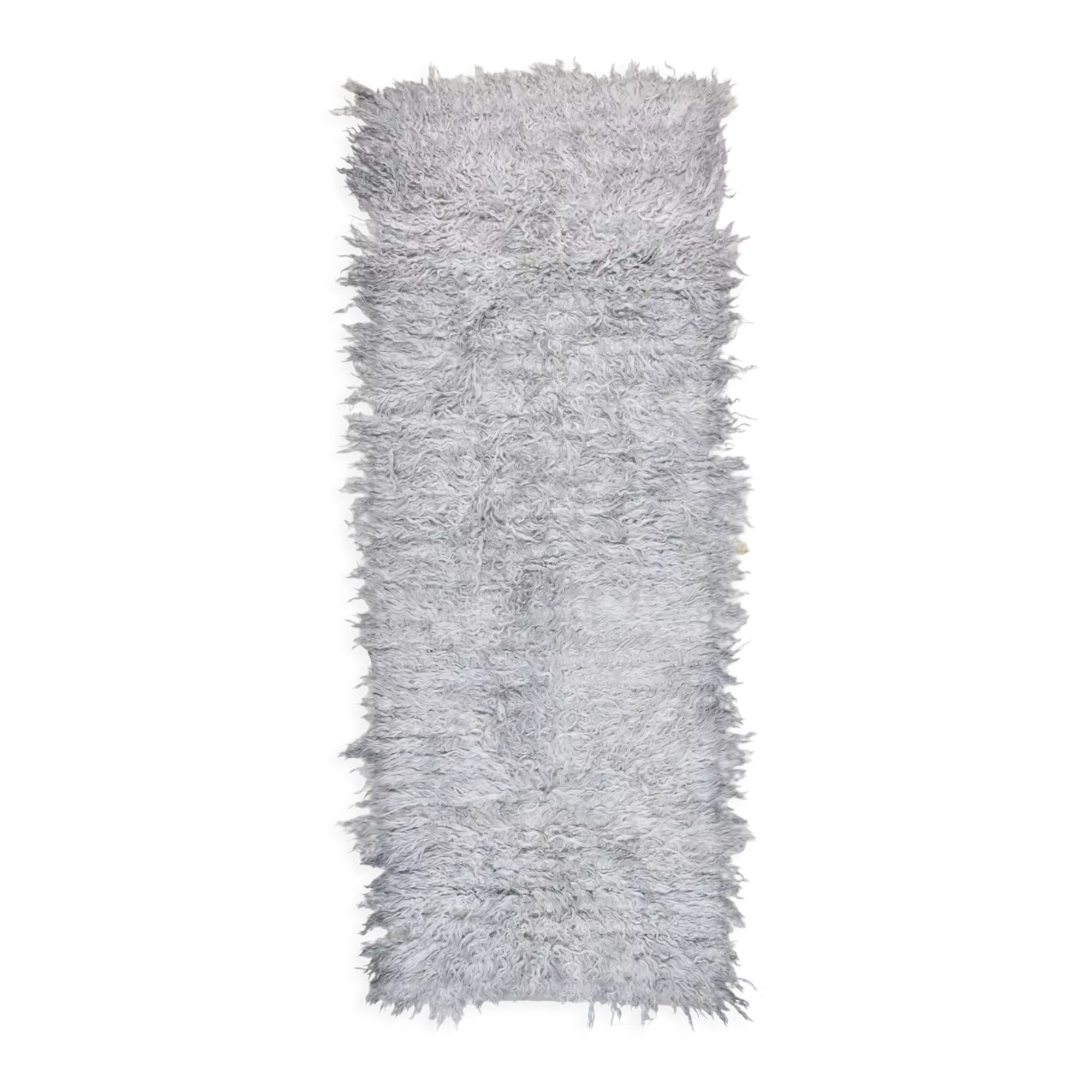 Wool gray turkish runner rug 262x96cm