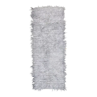 Wool gray turkish runner rug 262x96cm