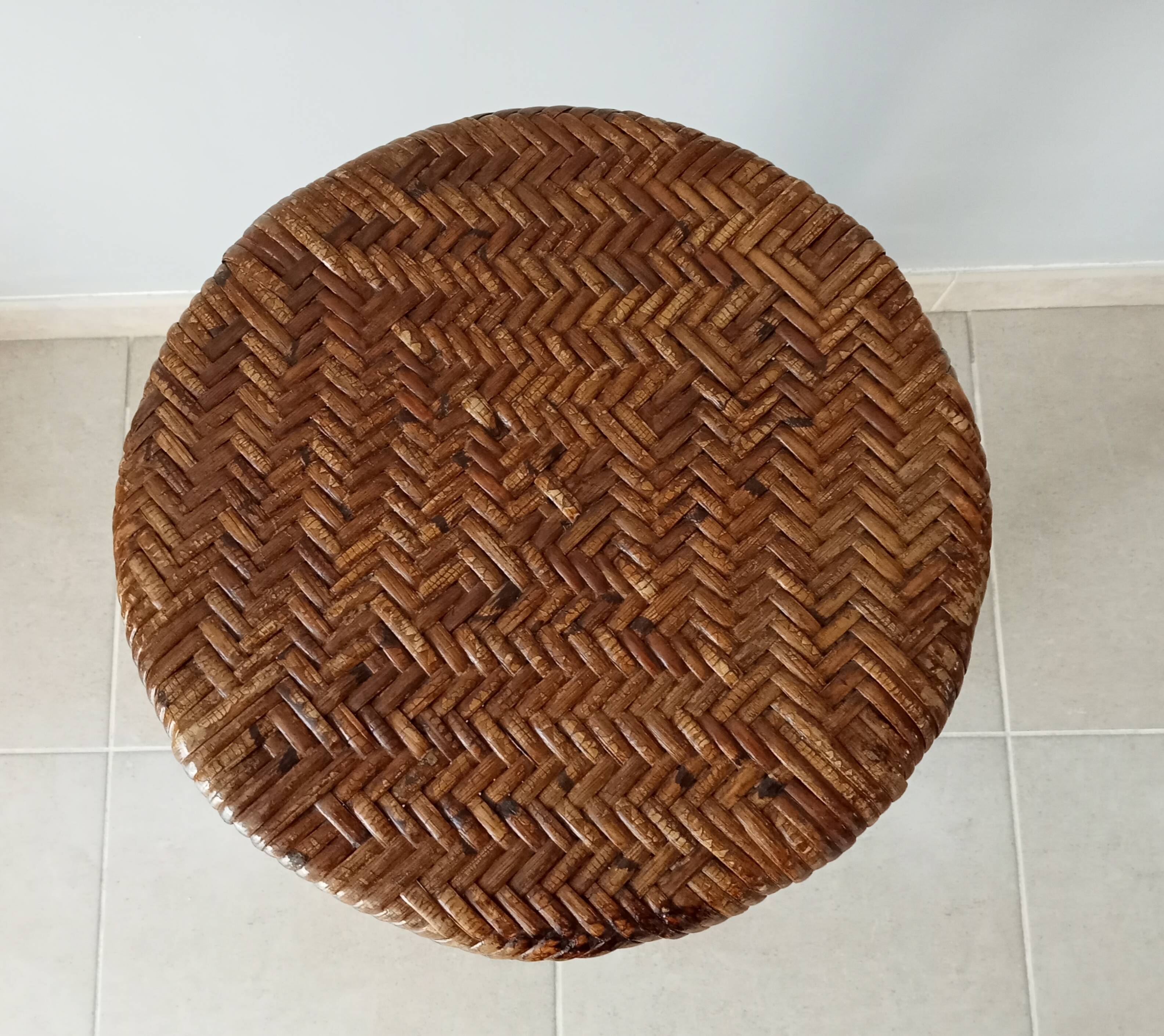 Vintage rattan high stool 60s/70s