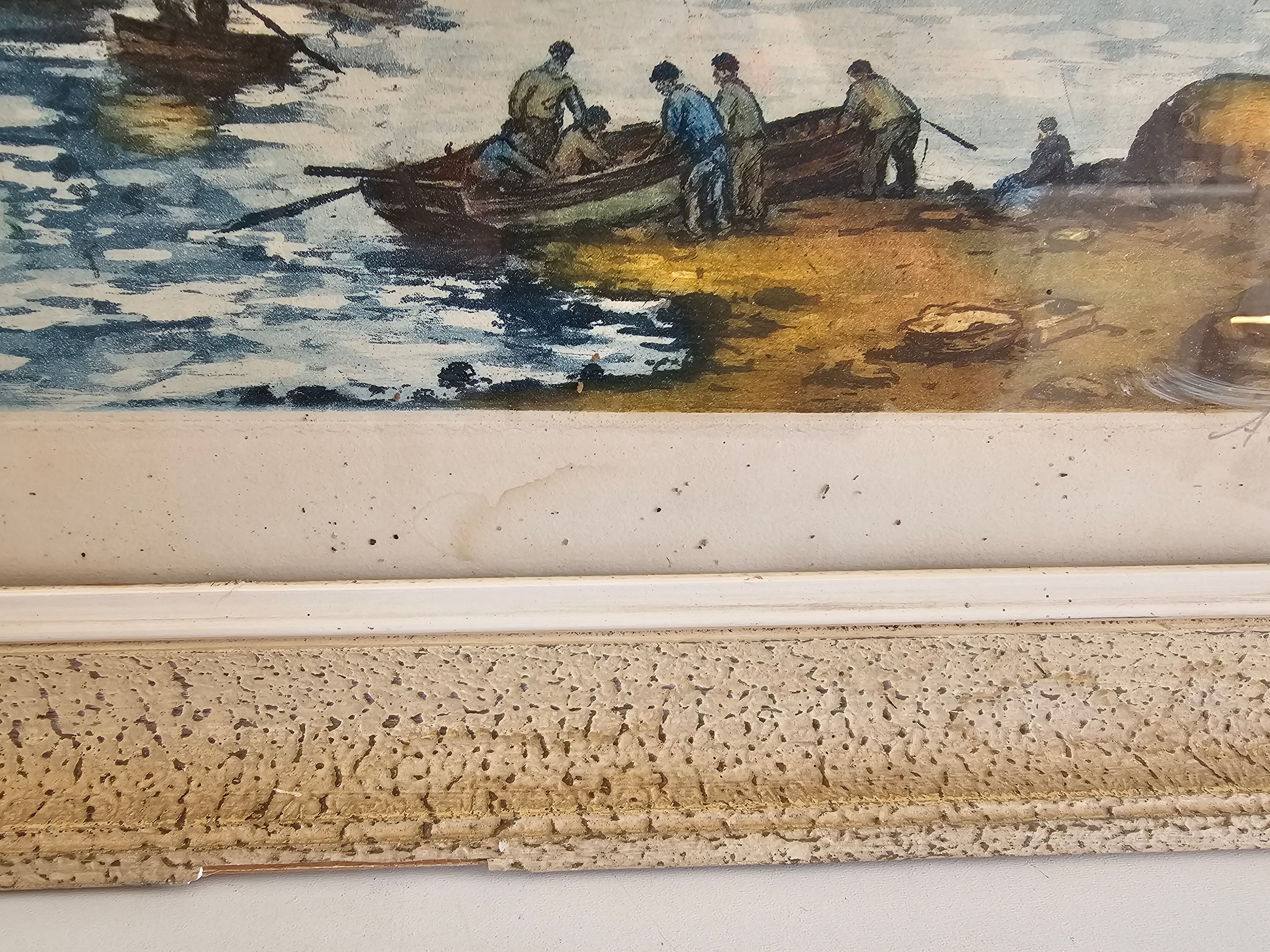 Lithograph Table - Marine Sailing Boats Brittany - Alphonse Lafitte (1872 -