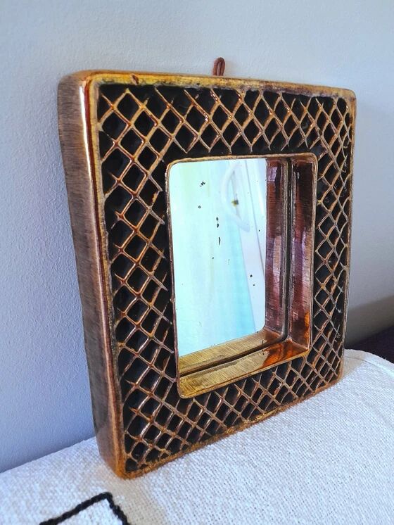 Miroir en céramique , Hendrik Thomas , Vallauris 1970