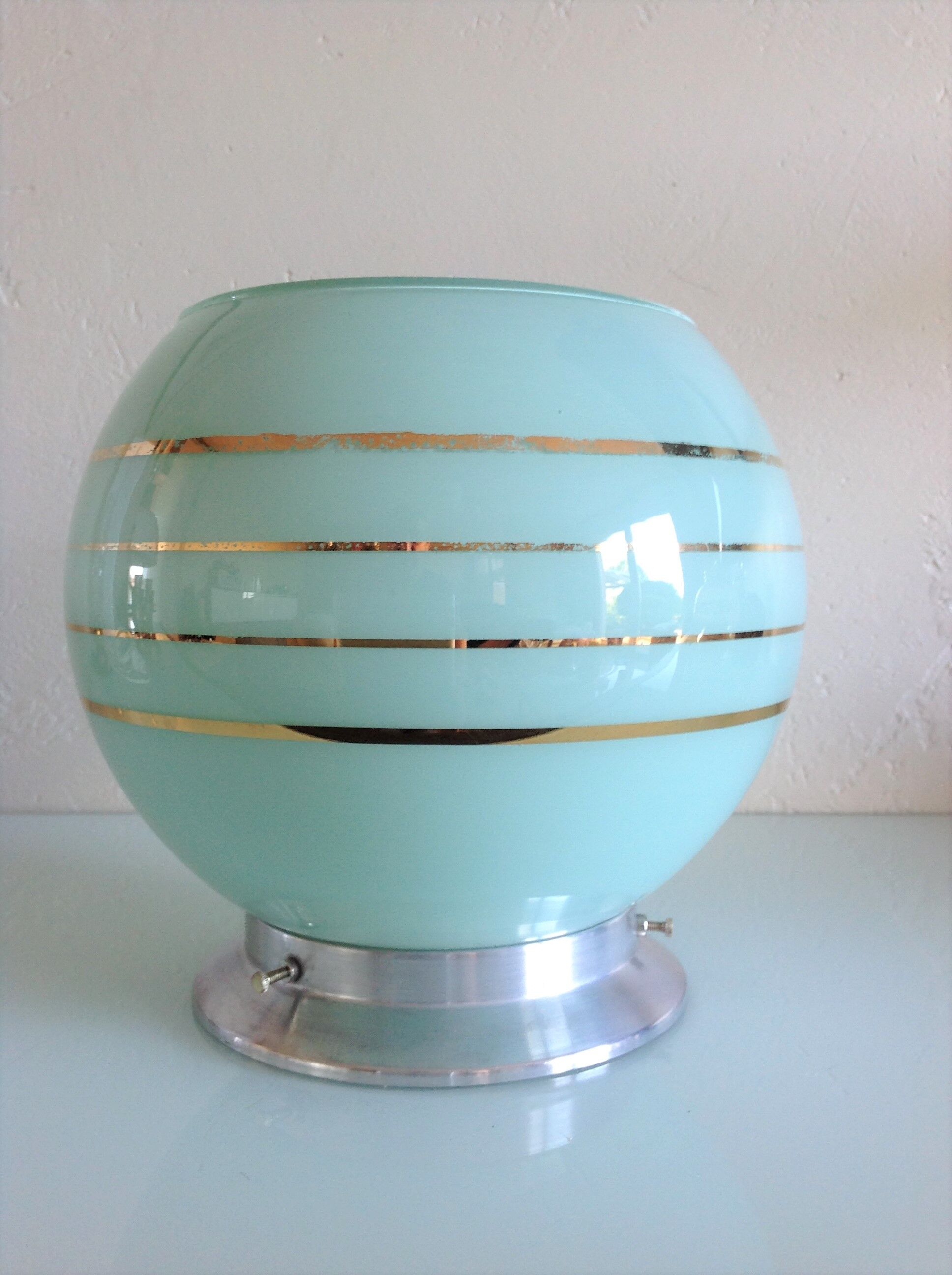 Ceiling lamp globe in opaline peppermint / vintage years 50-60