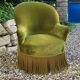 Vintage green velvet toad armchair