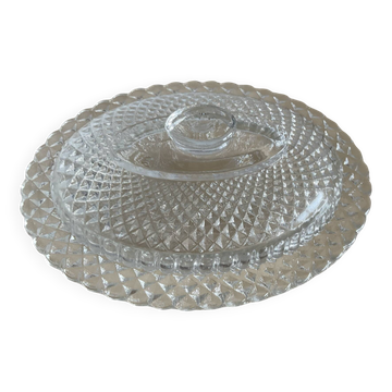 Beurrier vintage en verre moulé