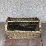 Ancien porte-revues en rotin tressé