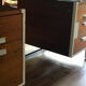 Bureau vintage teck et inox deux caissons