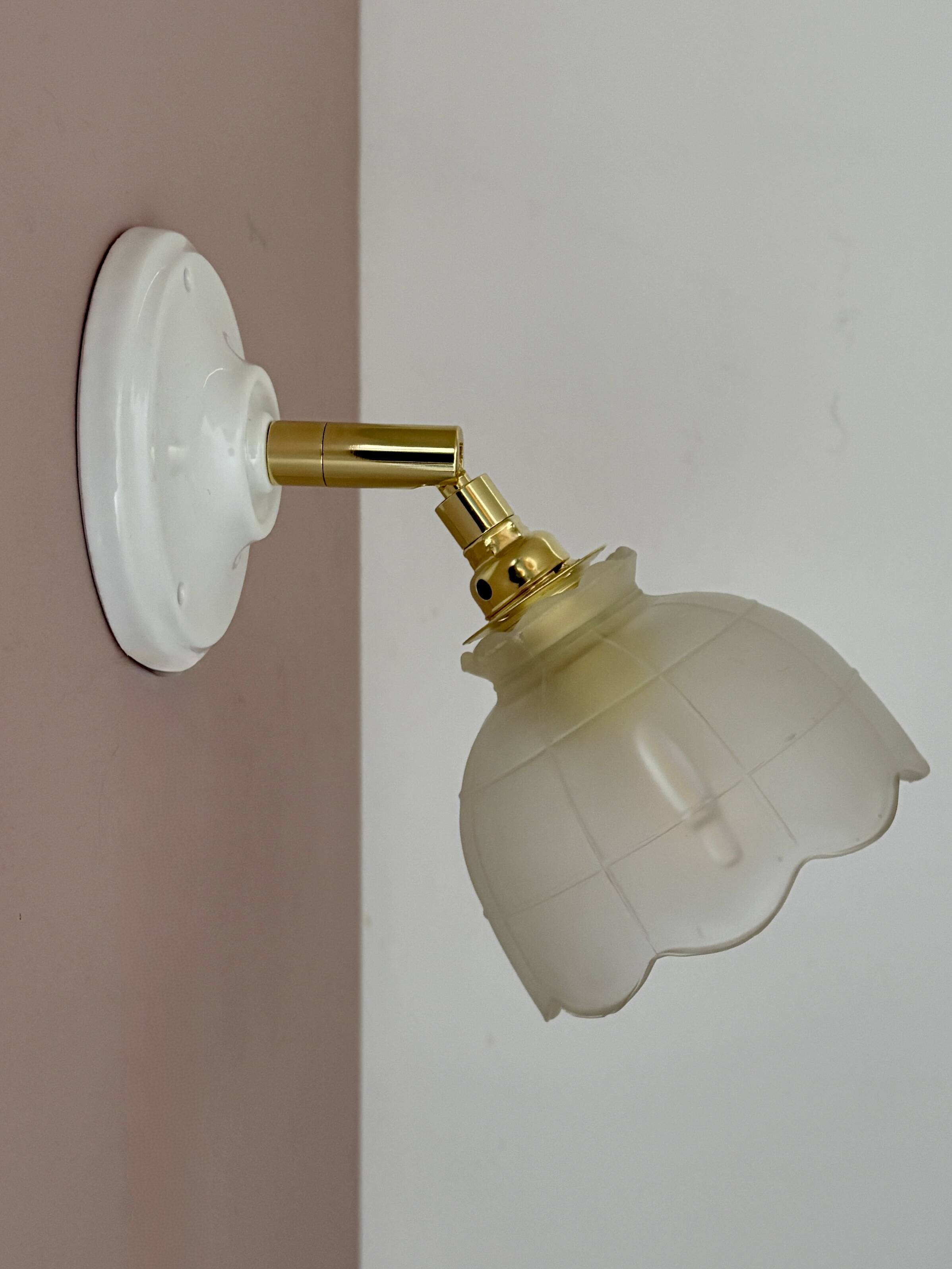 Vintage frosted glass tulip wall light