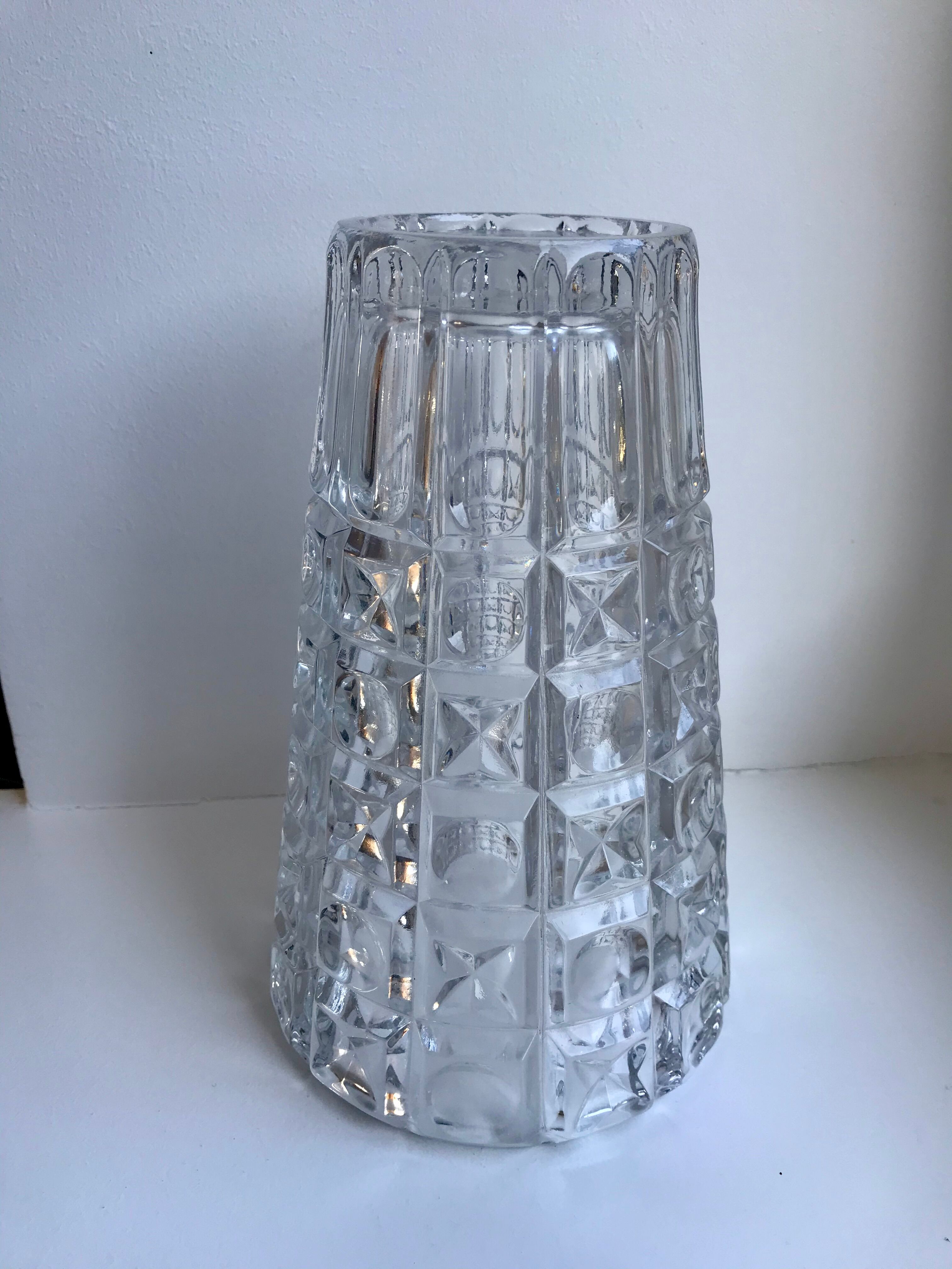 Crystal vase art deco style 60s
