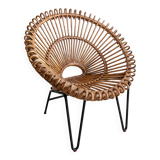 French Rattan Lounge Chair 1960s