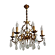 Lovely Quality Brass 6 Light Scrolled Acanthus Leaf Crystal Cage Chandelier 3626