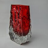 Red Sommerso ice effect vase by Seguso, Murano, Italy, 1970