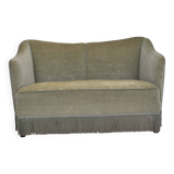 1960s, Danish 2 seater sofa, original condition, green furniture velour.