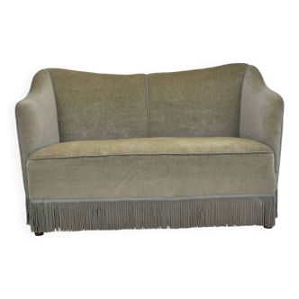 1960s, Danish 2 seater sofa, original condition, green furniture velour.