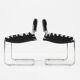 Set Vintage italian chairs black leather and chrome 1970s