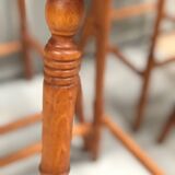 Tabourets de bar bistrot en chêne et cuir
