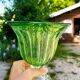 Large vintage green blown glass bowl