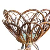 Tripod flower pot basket made of wicker, turned in the 1960s.