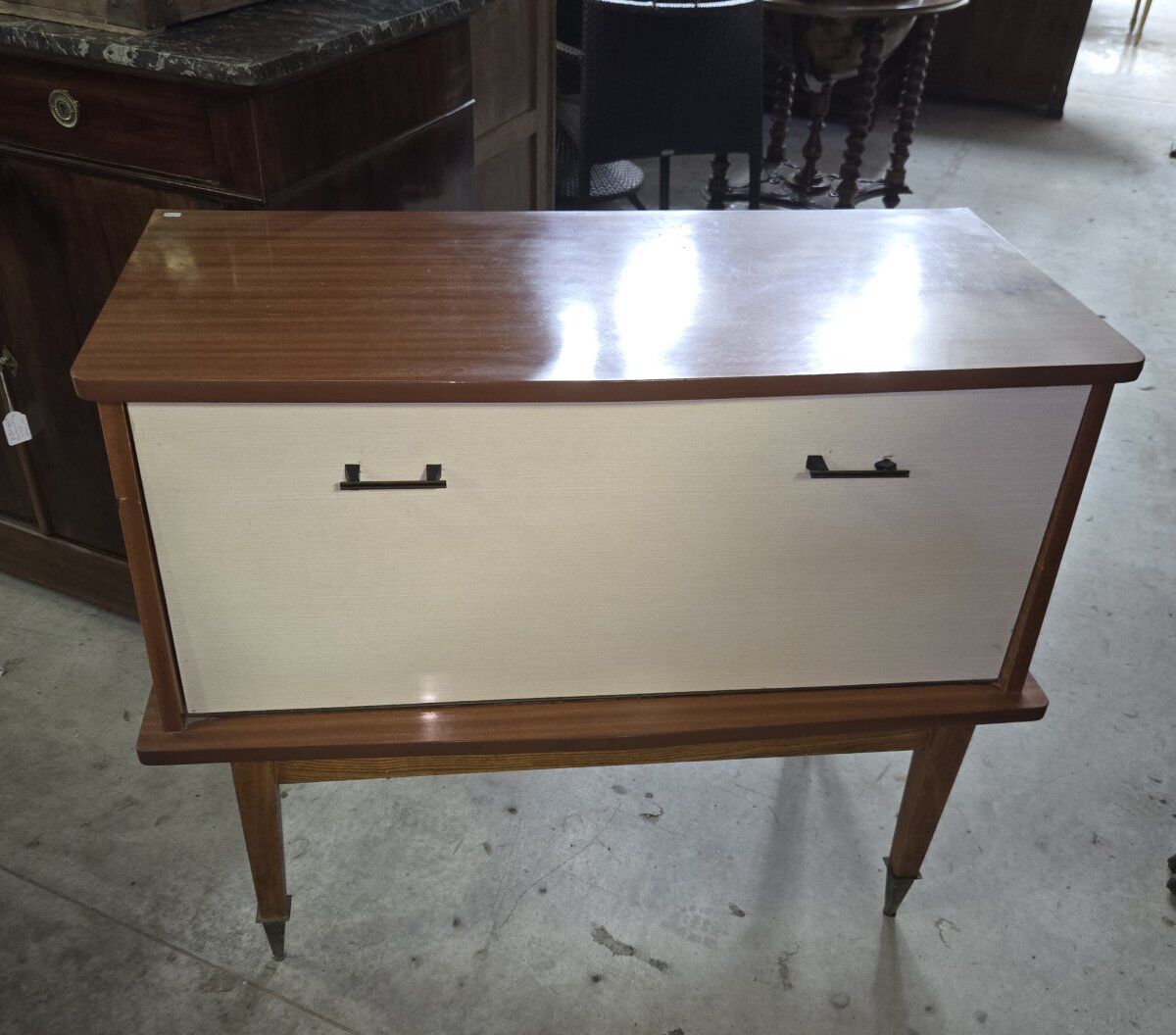 Vintage mid-century bar cabinet from the 1950s–60s.