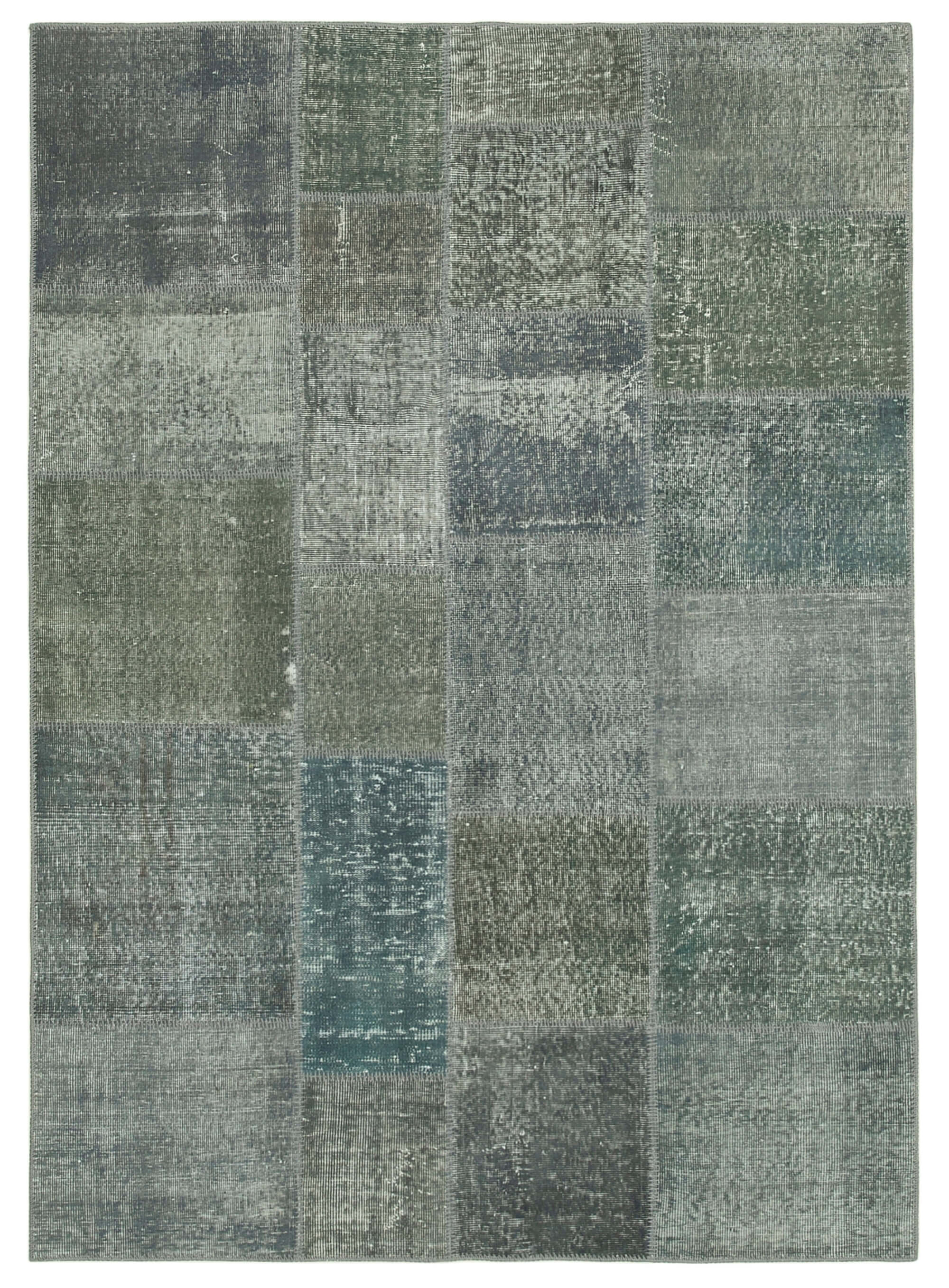 Handmade oriental contemporary 171 cm x 239 cm grey patchwork carpet