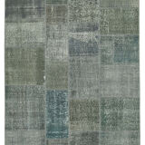 Handmade oriental contemporary 171 cm x 239 cm grey patchwork carpet