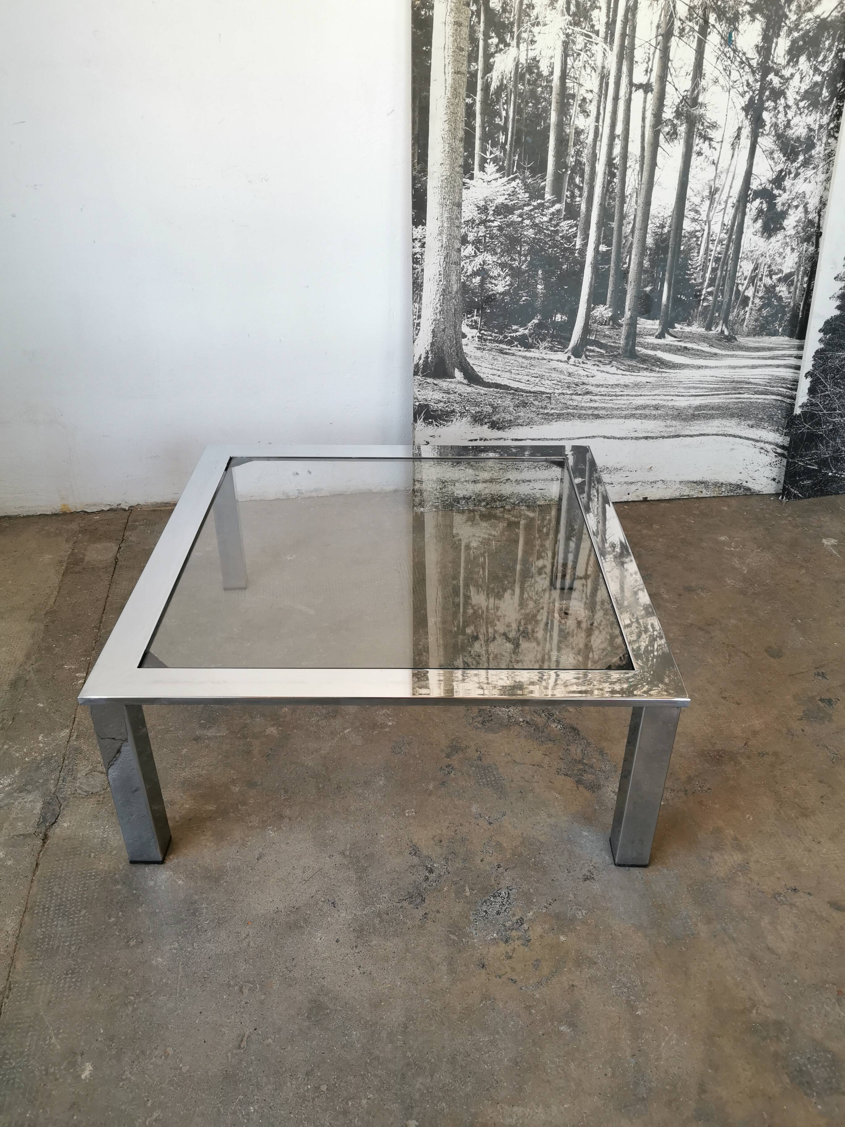 Chrome and glass coffee table, 70s design