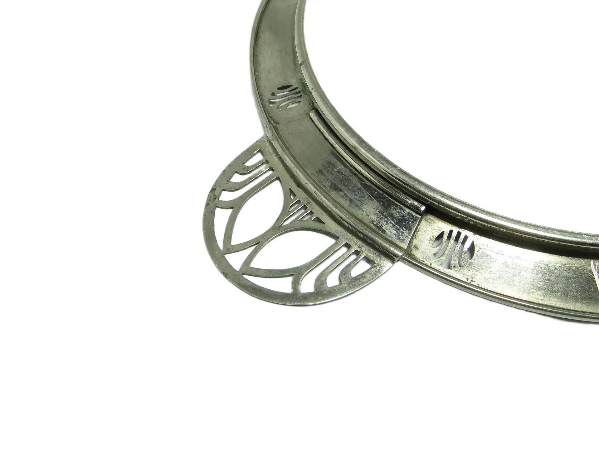 Art Nouveau tray, silver-plated brass, white porcelain, Austria, early 20th century