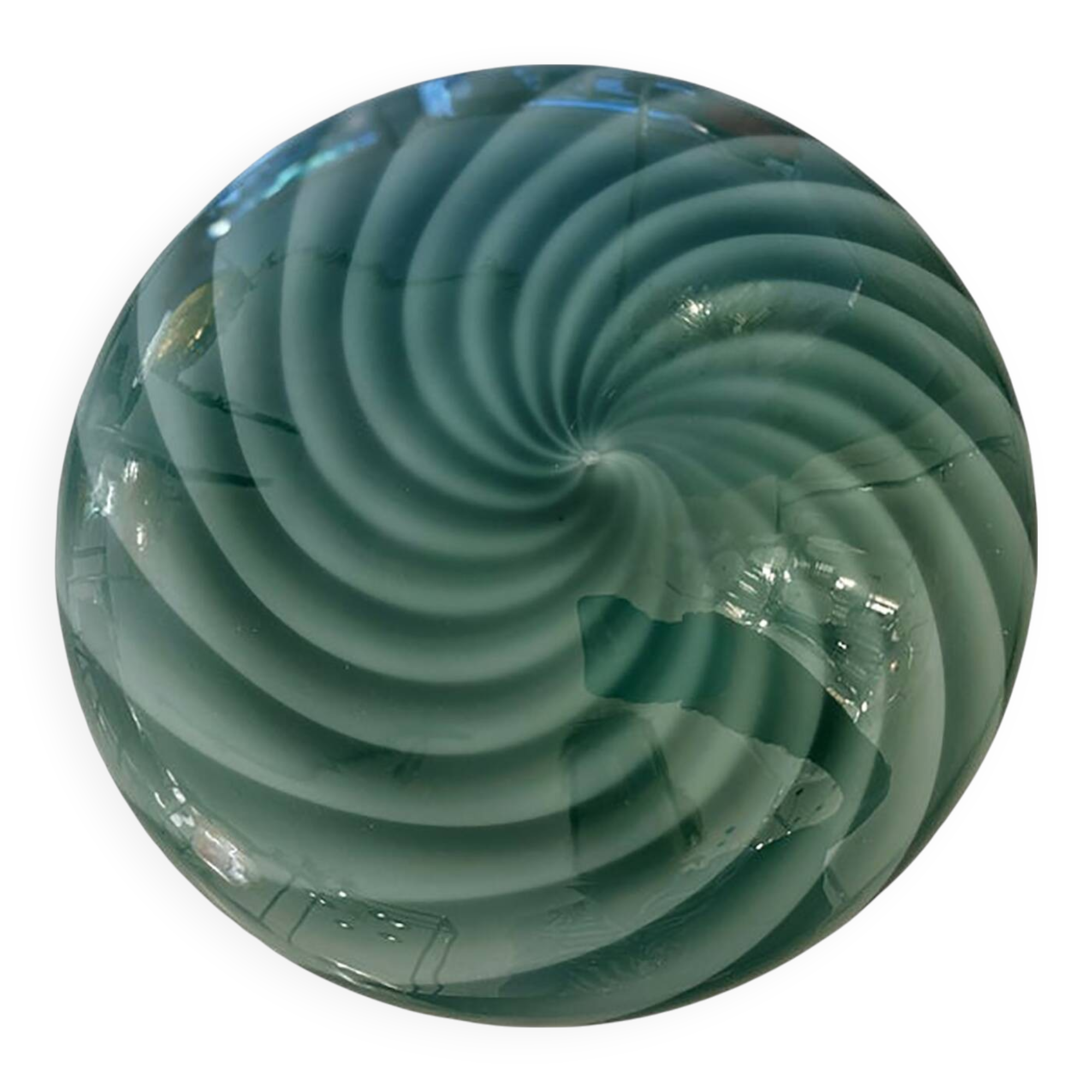Italian Milky-White and Green Swirls Murano Glass Flush Mount or Wall Sconc