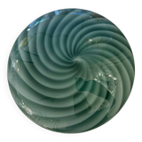 Plafonnier ou applique murale italienne en verre de Murano blanc laiteux et tourbillons verts