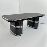 New York Desk in Black Lacquered Metal & Linoleum from Mauser, Germany, 1950