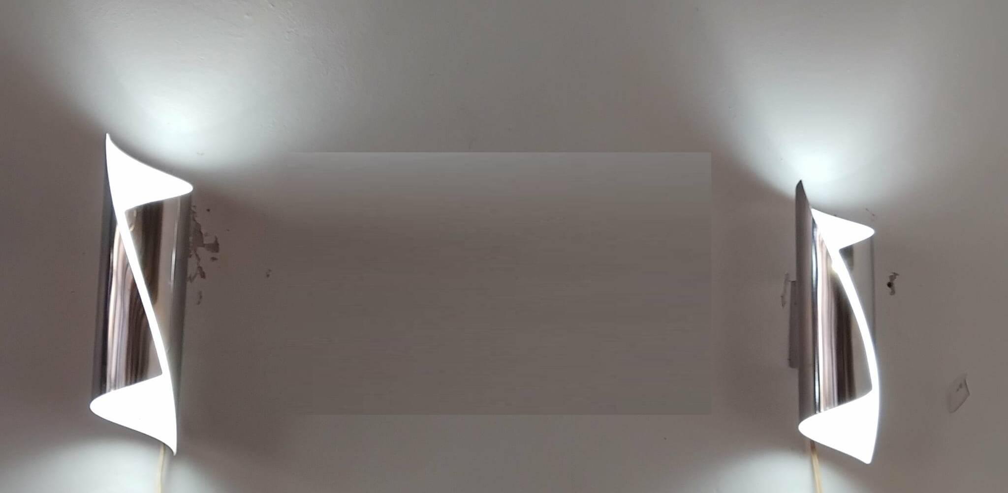 Pair of 70s/80s bidirectional chrome wall lights