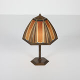 Lampe art déco en bronze et verre coloré, Pays-Bas - années 1920