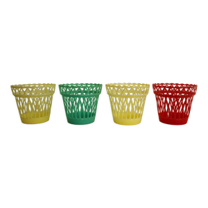 Lot de 4 cache-pot vintage en plastique