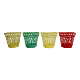 Lot de 4 cache-pot vintage en plastique modèle "Syla"