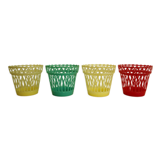 Lot de 4 cache-pot vintage en plastique modèle "Syla"