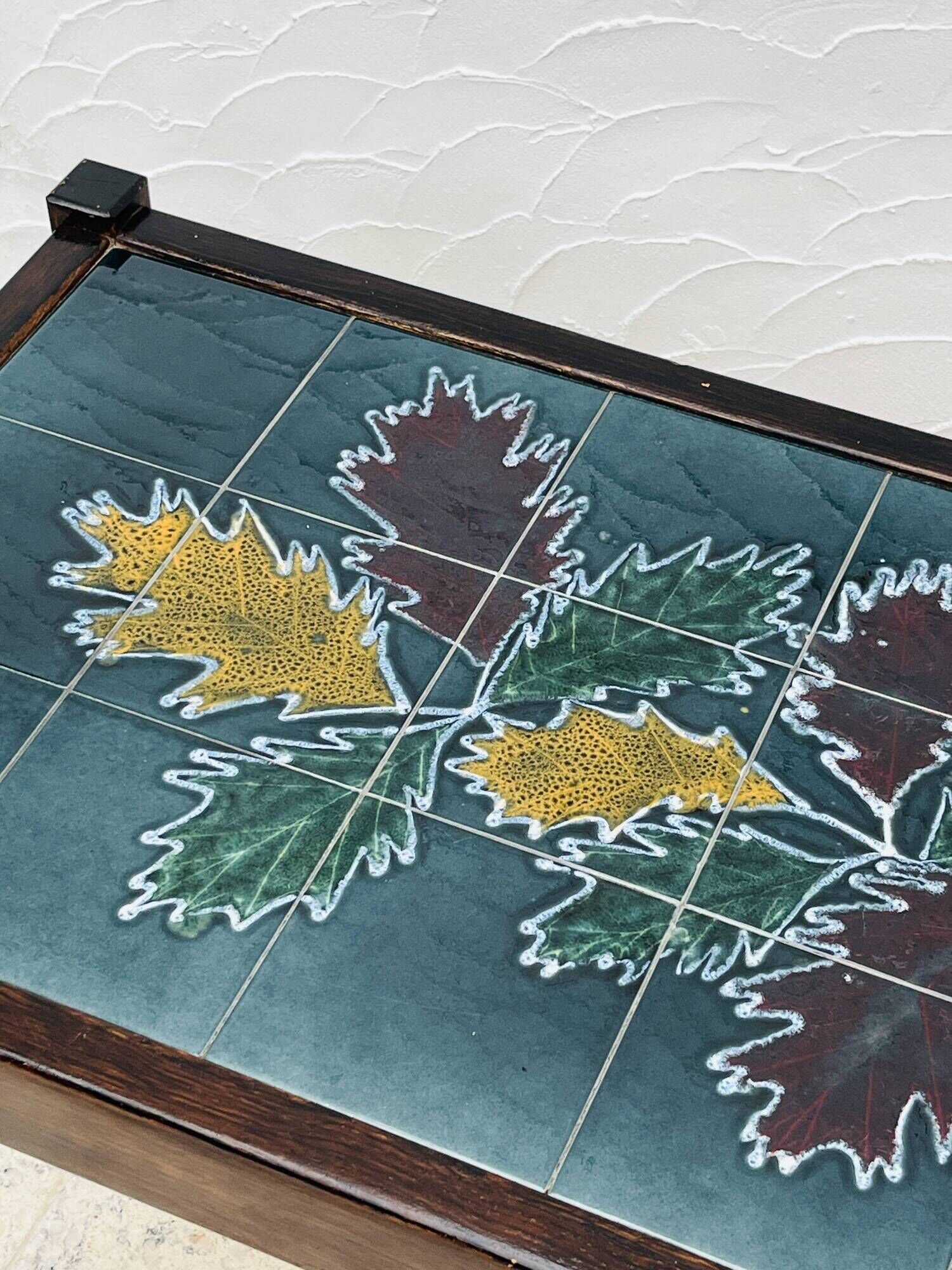 Vintage Coffee Table Ceramic and Solid Wood