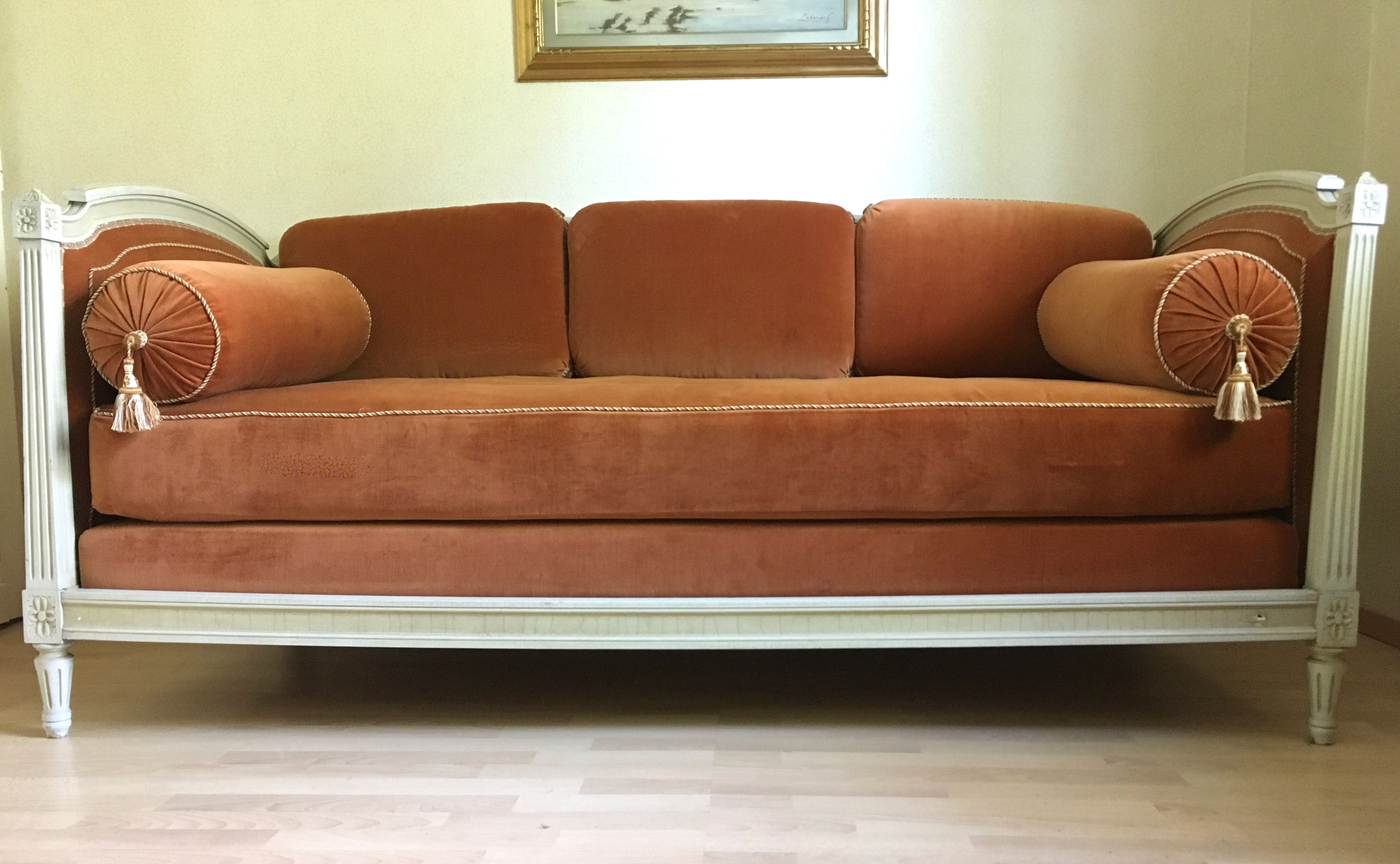 Sofa bed wood and velvet