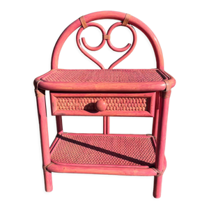 chevet en rotin rose