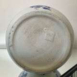 Large antique Delft blue and white porcelain vase signed