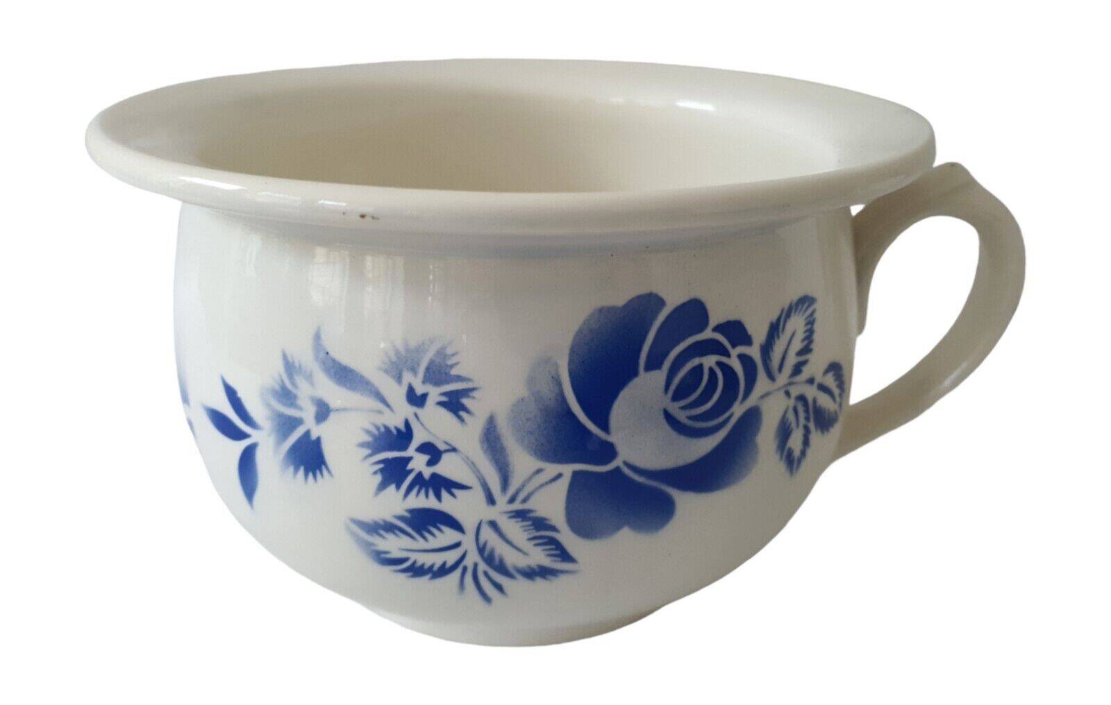 Ancien Pot de Chambre Digoin & Sarreguemines 9334 Floral Bleu
