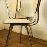 Set of 5 chairs in formica "tublac" print white birch wood