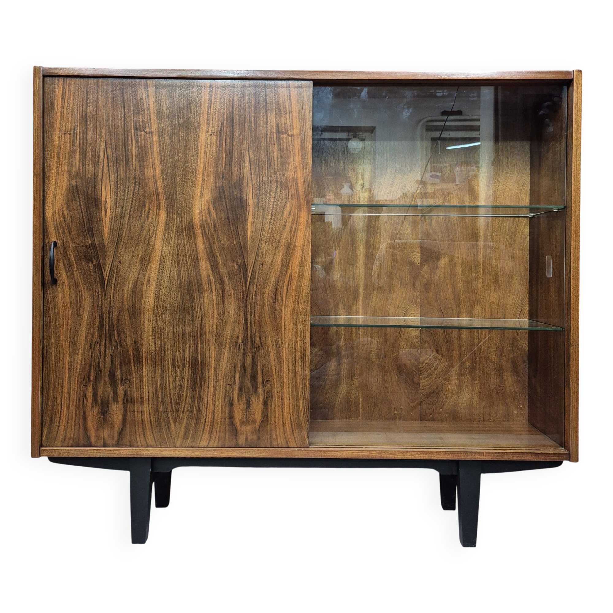 Restored "Violetta" Display Cabinet in Walnut & Mahogany – Poland 1960s
