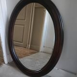 Miroir ovale bois massif 1950