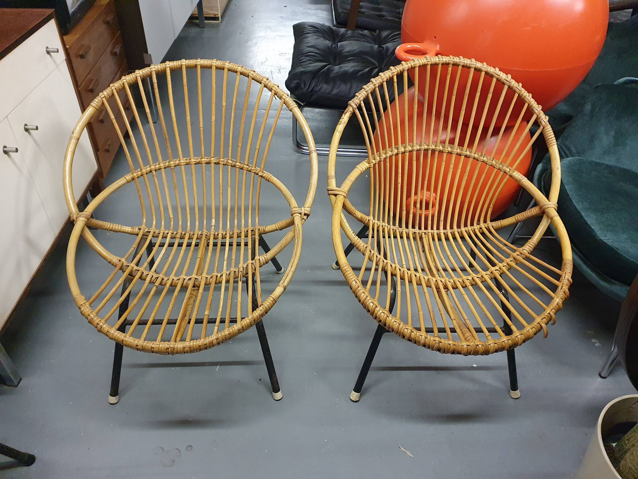Rattan and metal armchair Rohe Noordwolde, Netherlands 1950s