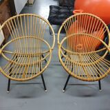 Rattan and metal armchair Rohe Noordwolde, Netherlands 1950s