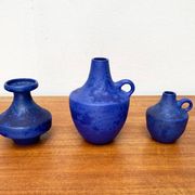 Mid-century German minimalist cobalt blue vases by Hartwig Heyne Pottery, 1960s, set of 3.
