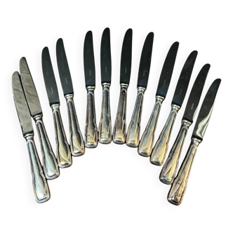 Box of 12 silver-plated metal knives from the Nicolet Orléans brand