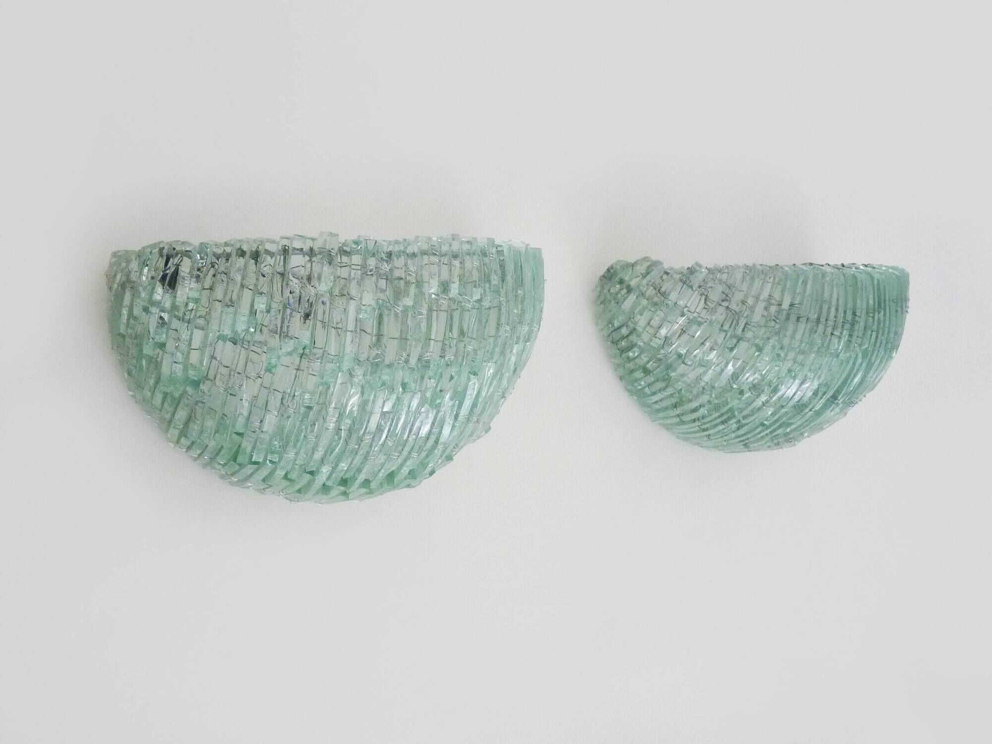 Pair of designer wall lights in vintage glass slats from the 70s/80s